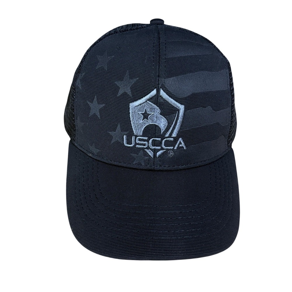 USCCA Hat Cap Snap Back Mens One Size Black Flag Mesh Trucker USA Patriotic